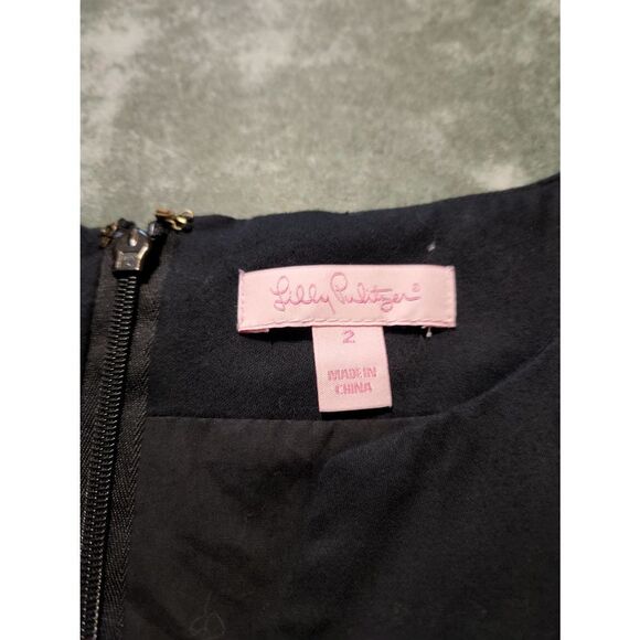 Lilly Pulitzer Size 2 Black Red Shailene Embroidered Beaded Shift Dress sz 2 - Picture 2 of 4